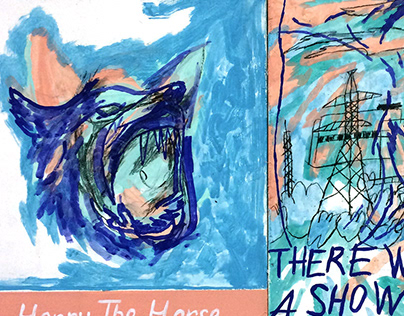 "Henry The Horse" and "Show on Trampoline" paintings