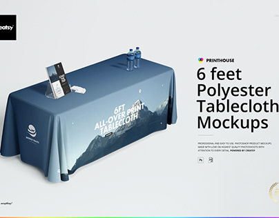 6ft Polyester Tablecloth Mockup Set