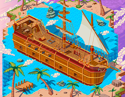 Sea Ship - Pixel Art