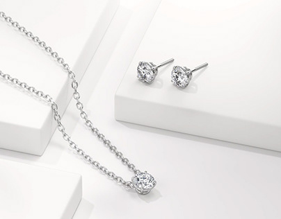 Jewelry rendering with diamond necklace and earrings