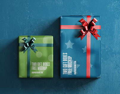Two Gift Boxes Free Mockup