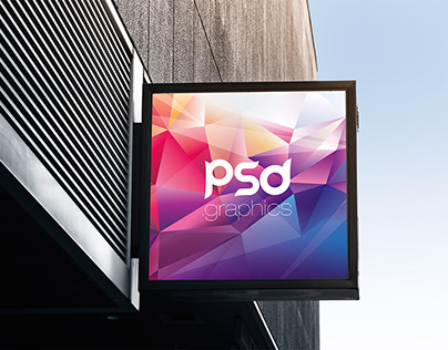 Square Signboard Mockup Free PSD