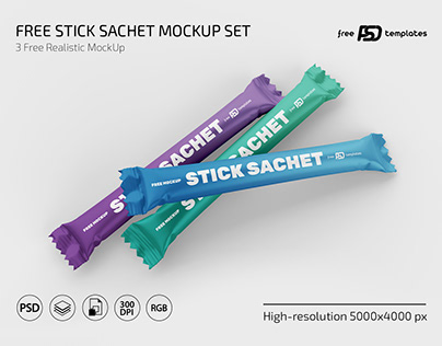 Free Stick Sachet Mockups PSD