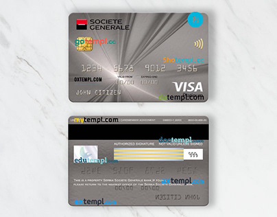 Serbia Societe Generale bank visa card template