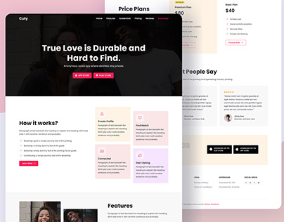 Cuty Dating App Landing Page