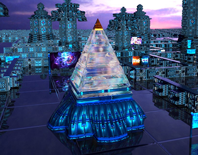 City of the future. Pyramid at the start.