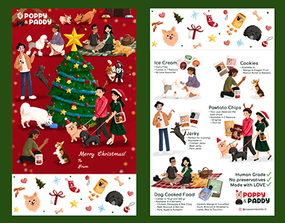 Poppy & Paddy Christmas Hampers Illustration