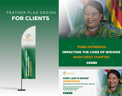 Social media post, cover and feather flag for Clients.