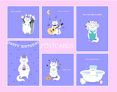 Illustrations for postcards