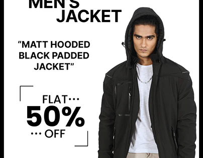 Stay Stylish and Warm Men’s Matte Black Hooded Padded