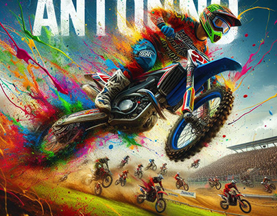 extreme motocross with jumps in the air on the field