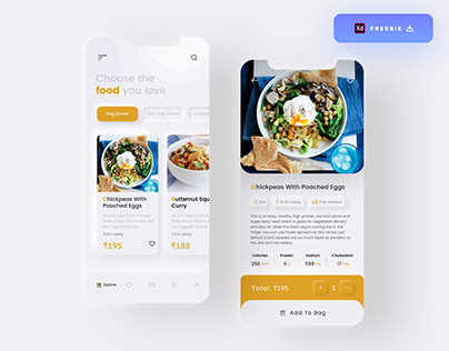 Food Order App UI Design - (Freebie)