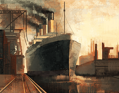 Titanic Leaving Port
