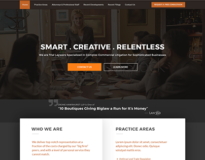Creative Homepage Design for a Litigation Firm