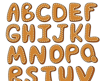 English alphabet in the form of gingerbread cookies