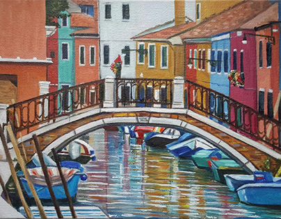 "Isla Burano, Venecia" (2021) 18x24