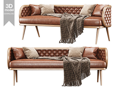 Victoria leather three-seater restaurant sofa LC15