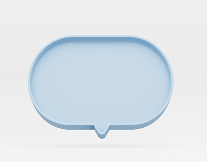 Isolated blank talk or message bubble 3D render.