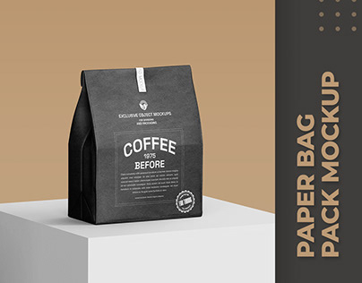 Kraft Paper Bag Mockup for Coffee or Food Packaging