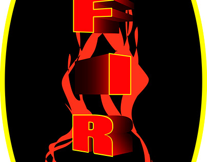 illustration in black and red colors with flame symbol