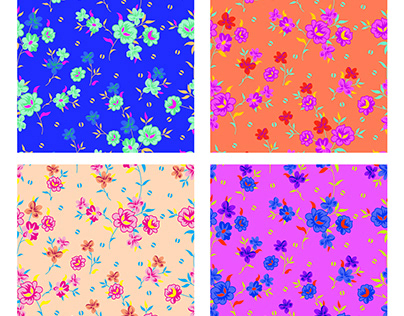A set of colorful floral patterns