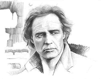 "Marlon Brando". Graphite on paper.