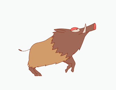 2D Hand Drawn Animation: Angry Wild Boar