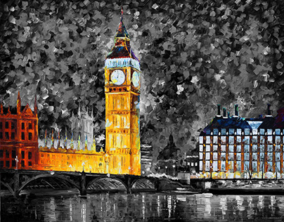 BIG BEN LONDON 2012 B&W — oil painting on canvas