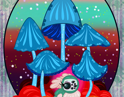 a forrest god: a spore-herder (in a mushroom patch)