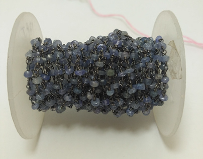 Natural Blue Tanzanite Oxidized Rosary Gemstone