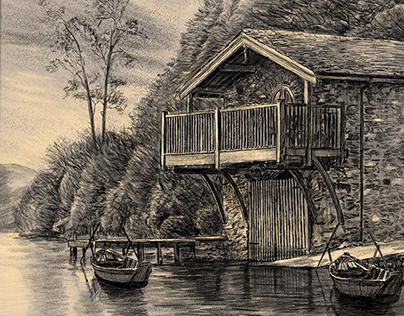 Lake Cottage drawing portrait