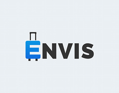 Envis travel agency wordmark logo Blue and gray color
