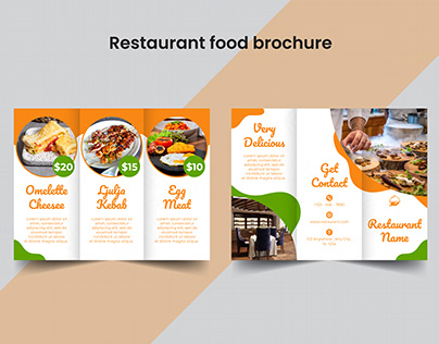 Food trifold brochure concept for restaurant's item