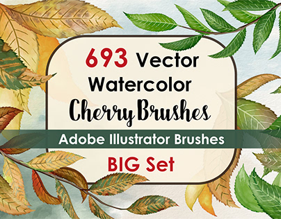 Vector Watercolor Cherry Brushes