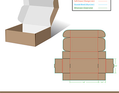 Mailer box dieline template, vector design