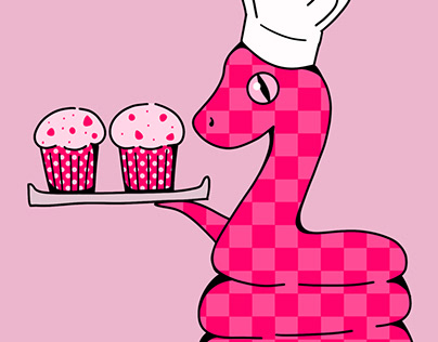 Snake baking muffins