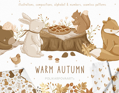 Warm Autumn - illustrations, alphabet & patterns