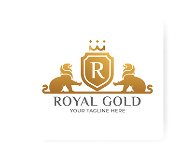 Luxury royal golden badge shield with lion logo Vector