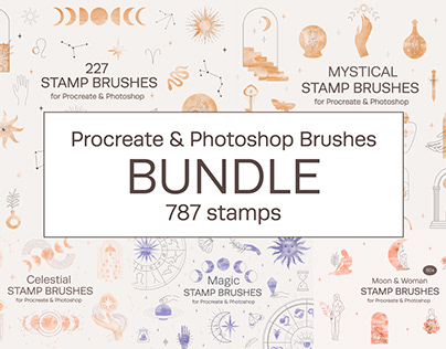 Procreate & Photoshop Stamp Brushes Bundle
