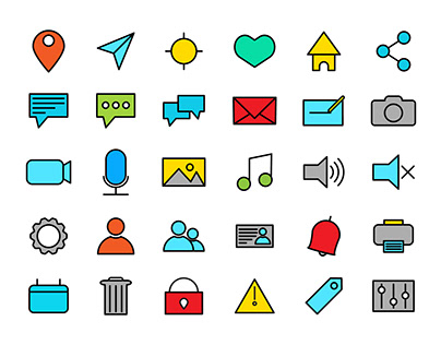 30 Linear Fill Essential Icon Pack