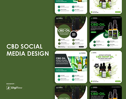 CBD Oil Instagram Post Or Hemp Products Banner Design.