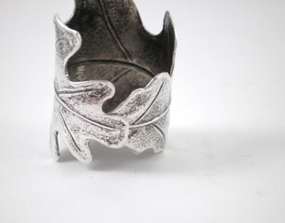 Silver Oak Leaf Ring
