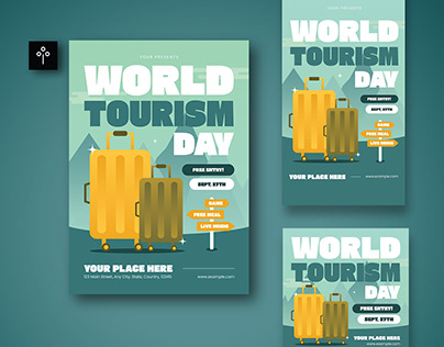 Gradient World Tourism Day Flyer Set