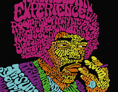 Ilustración con tipografía Jimmy Hendrix