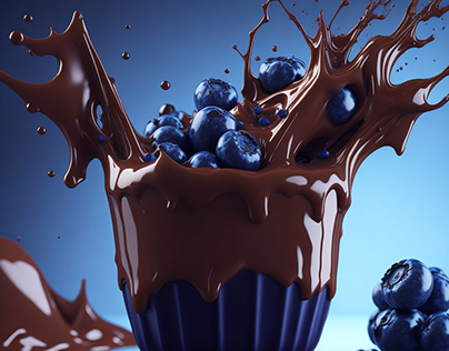 Milk Splash With Chocolate and Blueberry
