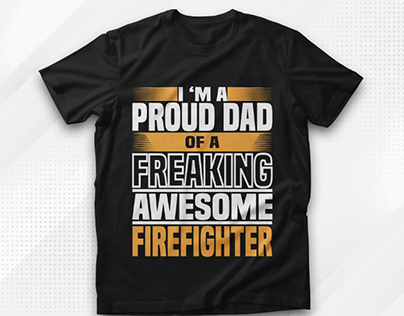 typography fire fighter t-shirt design