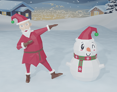 Chrismas Santa Claus and snowman