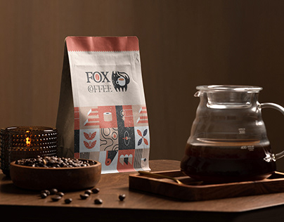 Fox coffee packaging design & free mockup.