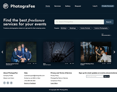 PhotograFee Website, For Freelance Photographers