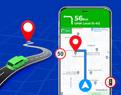 GPS Navigation App Screenshots Design